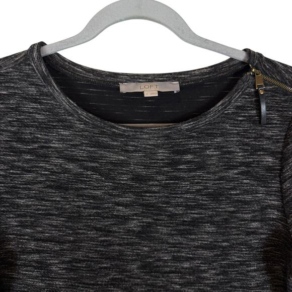 Ann Taylor LOFT Sweater Dress Women's Small Gray Knit Shoulder Zip Pullover - Picture 5 of 12